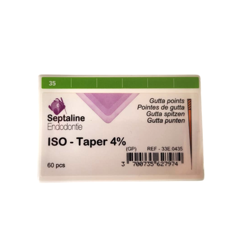 Pointes de Gutta (60 pièces) - ISO Taper 4 - Septaline